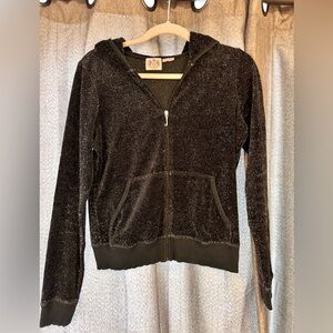 Y2K Juicy zip up hooodie jacket _ black n silver
